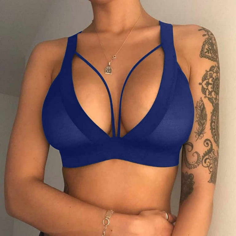 bras for women y Women Girl Hollow Out Elastic Cage Bra Bandage Strappy  Halter Bra