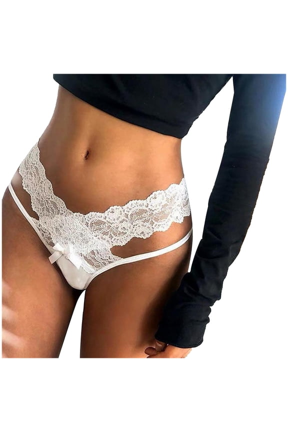 Women Sexy Lace Bowknot Underwear Lingerie Panties Ladies Underwear Underpants T-String White XL(XL)
