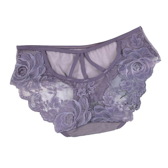 Miluxas Clearance Women's Sexy Underwear Low-Rise Panties Silky Comfy Threaded Lace Body Thong Purple Free(Free)