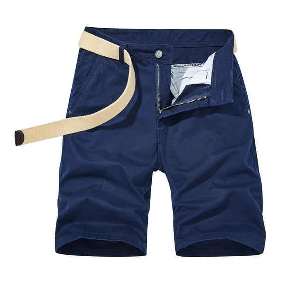 Miluxas Clearance Work Shorts Pants for Plus Men,Men Solid Zipper Button Pockets Cropped Cargo Shorts Dark Blue 6(M)