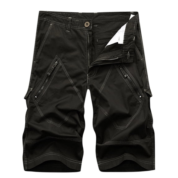 Miluxas Clearance Work Shorts Pants for Plus Men,Men's Pure Color Outdoors Pocket Beach Work Trouser Cargo Shorts Pant Black 10(XXL)