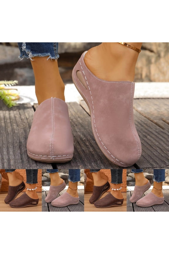 Clogs for Women Casual and Simple Warm Thick-Soled Shoes Indoor Outdoor Suede Clogs Fleece Walking Platform Slippers Pink 9.5(43)