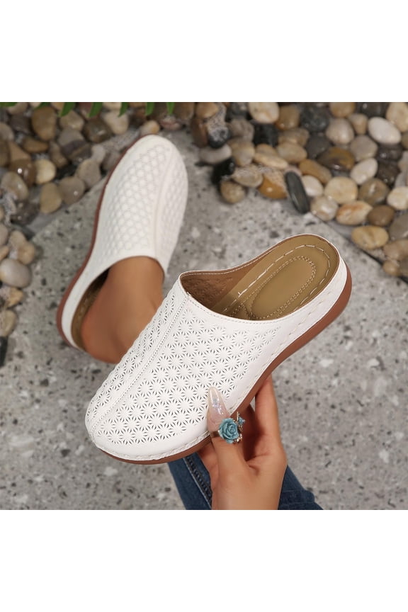 Clogs for Women Mules Shoes: Comfortable Arch Support Closed Toe Sandals Backless Low Wedge Slip on Shoes White 6.5(38)
