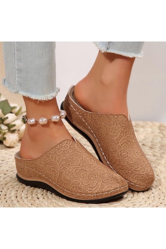 Clogs for Women Mules Shoes: Comfortable Slip On Closed Toe Sandals Summer Casual Walking Platform Slides Brown 6.5(38)