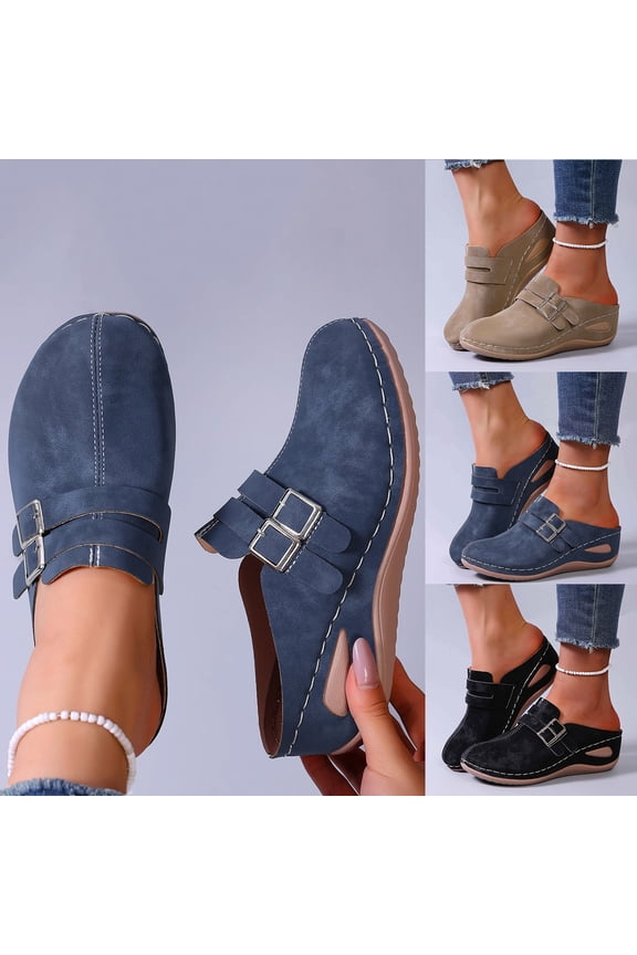 Clogs for Women Mules Shoes - Slip On Womens Comfortable Slides Closed Toe Walking Platform Sandals Khaki 9.5(43)