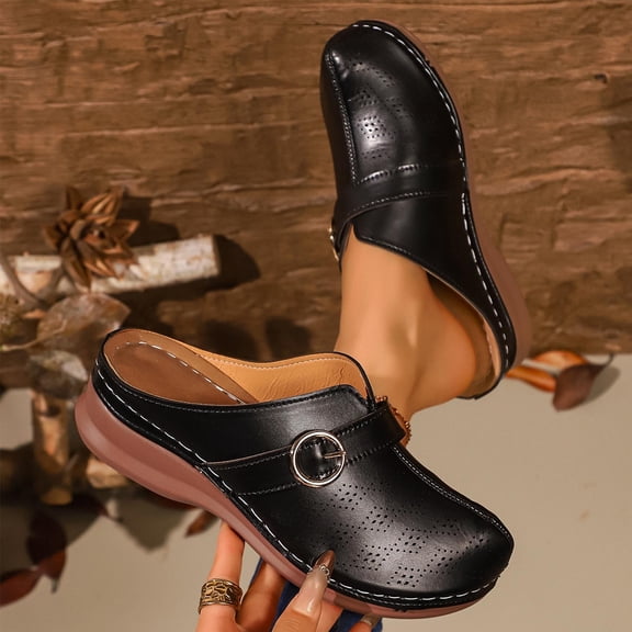 Miluxas Clogs for Women Slip on Mules: Walking Comfortable, Non Slip, Closed Toe Sandals, Casual Summer Shoes Black 6.5(38)