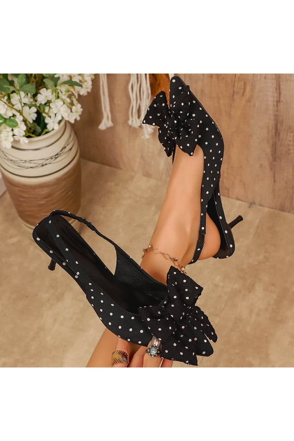 Closed Pointed Toe Slingback Kitten Heels with Heels Comfortable Dressy Pump Shoes Black 5.5(36)
