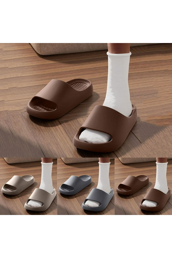 Cloud Cushion Slides Non-slip Sole Slippers Comfy Shower Shoes Soft Sandals for Women Men Indoor and Outdoor Gray 13-13.5(50)