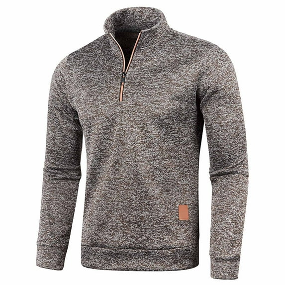 Miluxas Coats for Men New Fashion Casual Autumn and Winter Men's Long Zipper Sweater Sleeve Thin Velvet Sweater Coat Men Coffee 12(XXXL)