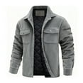 thumbnail image 1 of Miluxas Corduroy Jacket for Men Heavyweight Padded Quilted Lined Jacket Snap Button Lapel Thick Coat Winter thermal Outerwear Gray XXL(XXL), 1 of 3