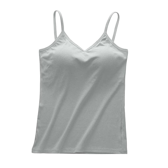 Miluxas Cotton Shelf Bra Camisole Tops for Women Adjustable Spaghetti Strap Tank Top Summer Cami Shirt Soft Comfy Undershirts Gray