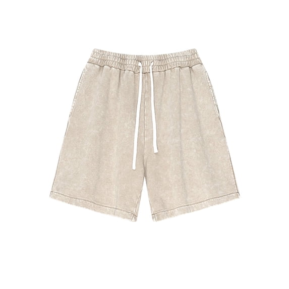 Miluxas Cotton Sweat Shorts for Women High Waist Drawstring Wide Leg Bermuda Shorts with Pockets Workout Lounge Shorts Summer Outfits Beige