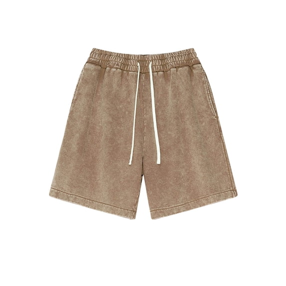 Miluxas Cotton Sweat Shorts for Women High Waist Drawstring Wide Leg Bermuda Shorts with Pockets Workout Lounge Shorts Summer Outfits Coffee