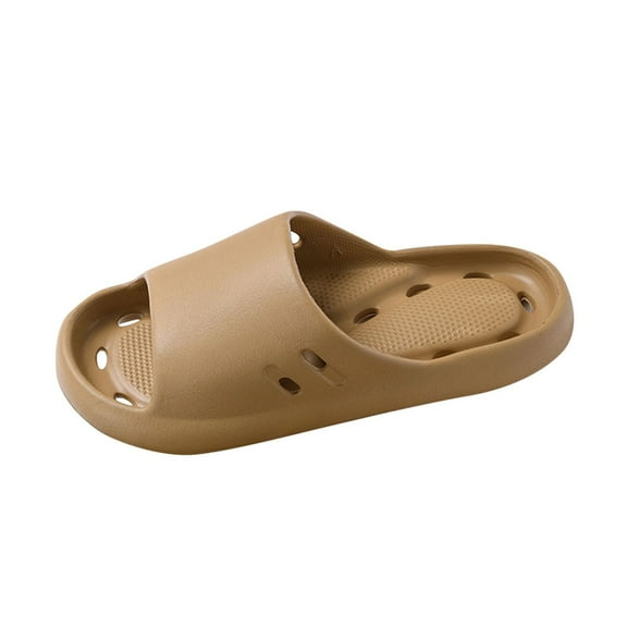 Miluxas Cozy Men's Open Toe House Slippers, Comfy Slip On Indoor Slipper for Men Breathable, Water Leakage Non-Slip Soft Bedroom Home Brown 40