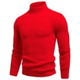 thumbnail image 1 of Miluxas Crewneck Sweaters for Men Slim Fit Long Sleeve Pullover Sweater Ribbed Knitted Lightweight Tops Red, 1 of 5