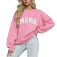 thumbnail image 1 of Miluxas Crewneck Sweatshirt for Women Mama Letter Casual Oversized Pullover Hoodless Long Sleeve Tops Pink XXL(XXL), 1 of 3