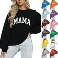 thumbnail image 1 of Miluxas Crewneck Sweatshirt for Women Mama Letter Casual Oversized Pullover Hoodless Long Sleeve Tops Yellow XL(XL), 1 of 3