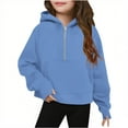 thumbnail image 1 of Miluxas Cropped Hoodies for Girls Half Zip Up Sweatshirts Casual Long Sleeve Pullover Tops with Pockets Thumb Hole Blue 7 Years, 1 of 4