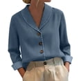 thumbnail image 1 of Miluxas Denim Blouse for Women Dressy Long Sleeve Button Down Shirts Business Casual Outfit Solid Casual Basic Jean Blouse Light Blue, 1 of 6