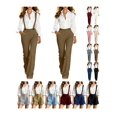 thumbnail image 1 of Miluxas Detachable Shoulder Strap Dress Pants for Women Elastic Waist Loose Straight Leg Trousers with Pockets Business Casual Outfis White, 1 of 9
