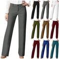 thumbnail image 1 of Miluxas Dress Pants Women Work Business Pants Tummy Control office Straight Leg Trousers High Waisted Ladies Slacks White, 1 of 6