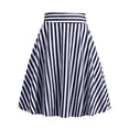 thumbnail image 1 of Miluxas Fashion Women's Striped A-Line Skirt Back Zipped Waist Flowy Swing Long Skirts Summer Spring Business Casual Long Skirts Navy, 1 of 6