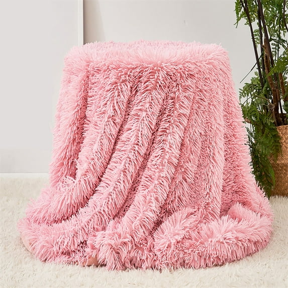 Miluxas Faux Fur Blankets , Super Soft Fuzzy Fluffy Blanket, Warm Thick Sherpa Long Hair Reversible Lightweight Cozy Throw for Bedroom Sofa Blankets