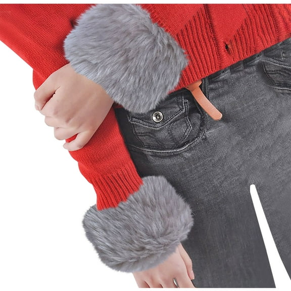 Miluxas Fingerless Faux Fur Gloves Winter Furry Mittens Smooth Furry Gloves Half Finger Wrist Warmer Gloves Soft Plush Thumb Hole Mittens Warm Furry Cuff Gloves for Women Girls