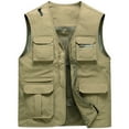 thumbnail image 1 of Miluxas Fishing Cargo Vest Jacket Men's Casual Outdoor Work Safari Fishing Travel Photo Cargo Vest Jacket Multi Pockets Khaki 8(XL), 1 of 8
