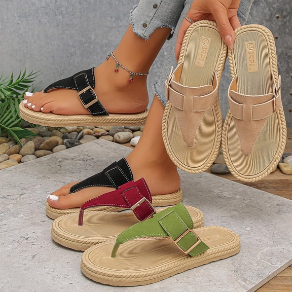 Miluxas Flat Sandals for Women Open Toe Sandals Women Platform Summer Beach Travel Shoes Comfortable Flip Flop Shoes Red 9.5(43)