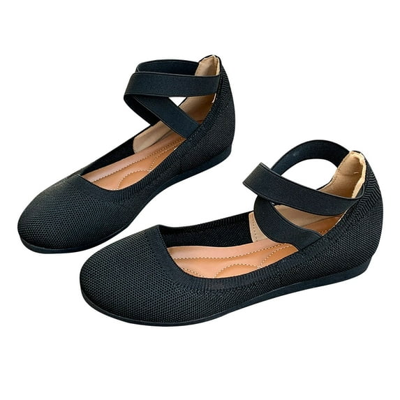 Miluxas 2025 Clearance! Flats for Women Clearance Round Toe Flat Shoes Dressy Black Ballet Flats Comfortable Womens Dress Shoes Ballerina Flats for Work