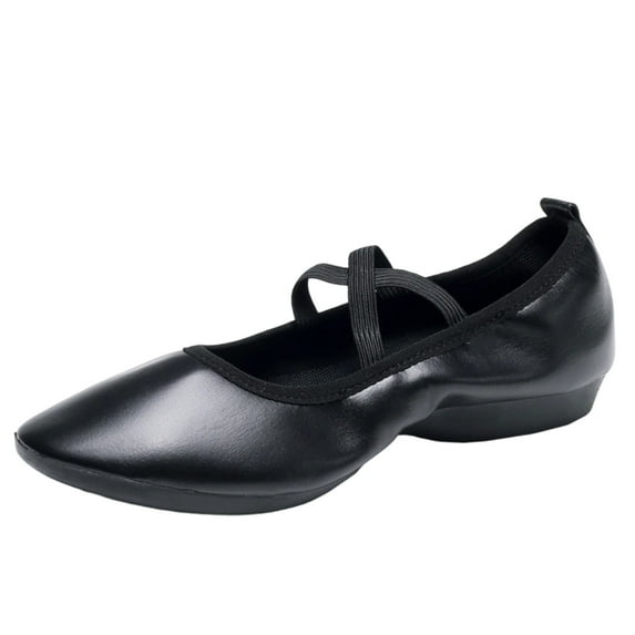 Miluxas Flats for Women Round Toe Flat Shoes Women's Ballet Flat Shoes Dressy Ballerina Slip on Straps Shoes for Women Anti Slip Comfortable Soft Low Wedge Black 7(39)
