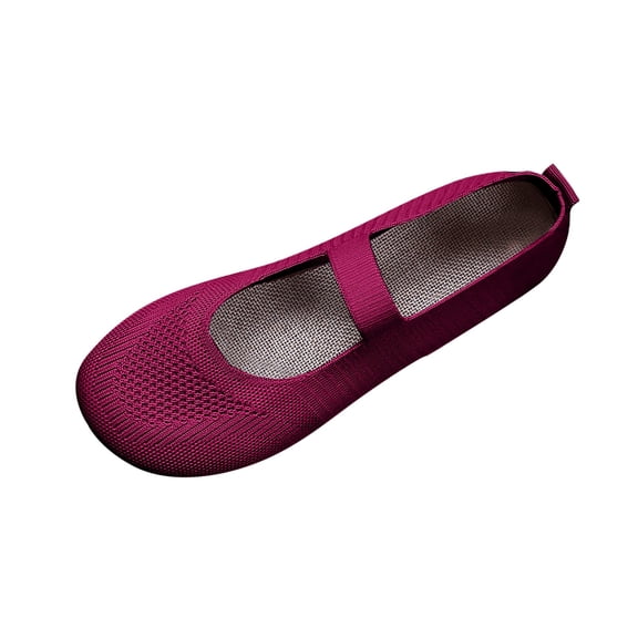 Miluxas Flats for Women Ballets Shoes: Comfortable Knitted Dressy Work Flats - Ladies Wedding Flat Casual Shoes Wine 9(42)