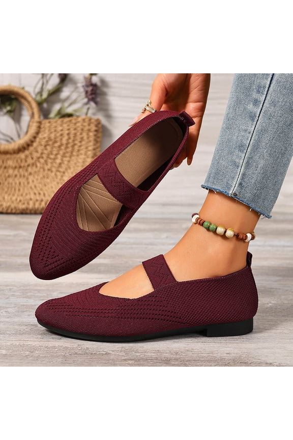 Flats for Women Pointed Toe Foldable Ballet Women's Shoes Dressy Comfortable Slip On Womens Shoe for Casual office Work Red 6.5(38)