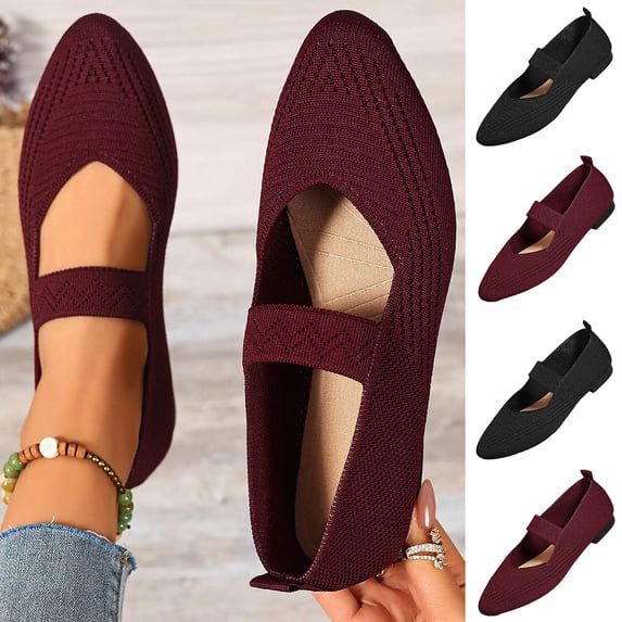 Miluxas Flats for Women Pointed Toe Foldable Ballet Women's Shoes Dressy Comfortable Slip On Womens Shoe for Casual office Work Red 7.5(40)