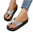 thumbnail image 1 of Miluxas Flip Flops for Women Platform Wedge Beach Bling Rhinestone Sandals Silver 5.5(36), 1 of 9