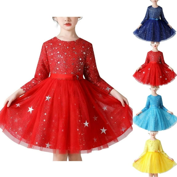 Miluxas Flower Girl Tulle Dress Elegant Princess Long Sleeves Party Winter Fall Clothes Yellow 14-15 Years