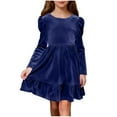 thumbnail image 1 of Miluxas Girl Dress for Girls Long Sleeve Dress Velvet Tutu Winter Holiday Princess Party Dresses Blue 11-12 Years, 1 of 7