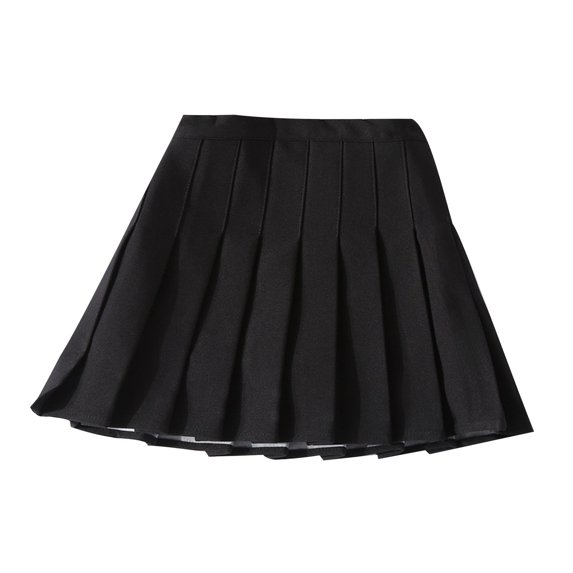 Miluxas Girl Pleated Skort Tennis Skirt with Shorts Stretch Waist Girls Skater Culottes Black 8 Years(130)