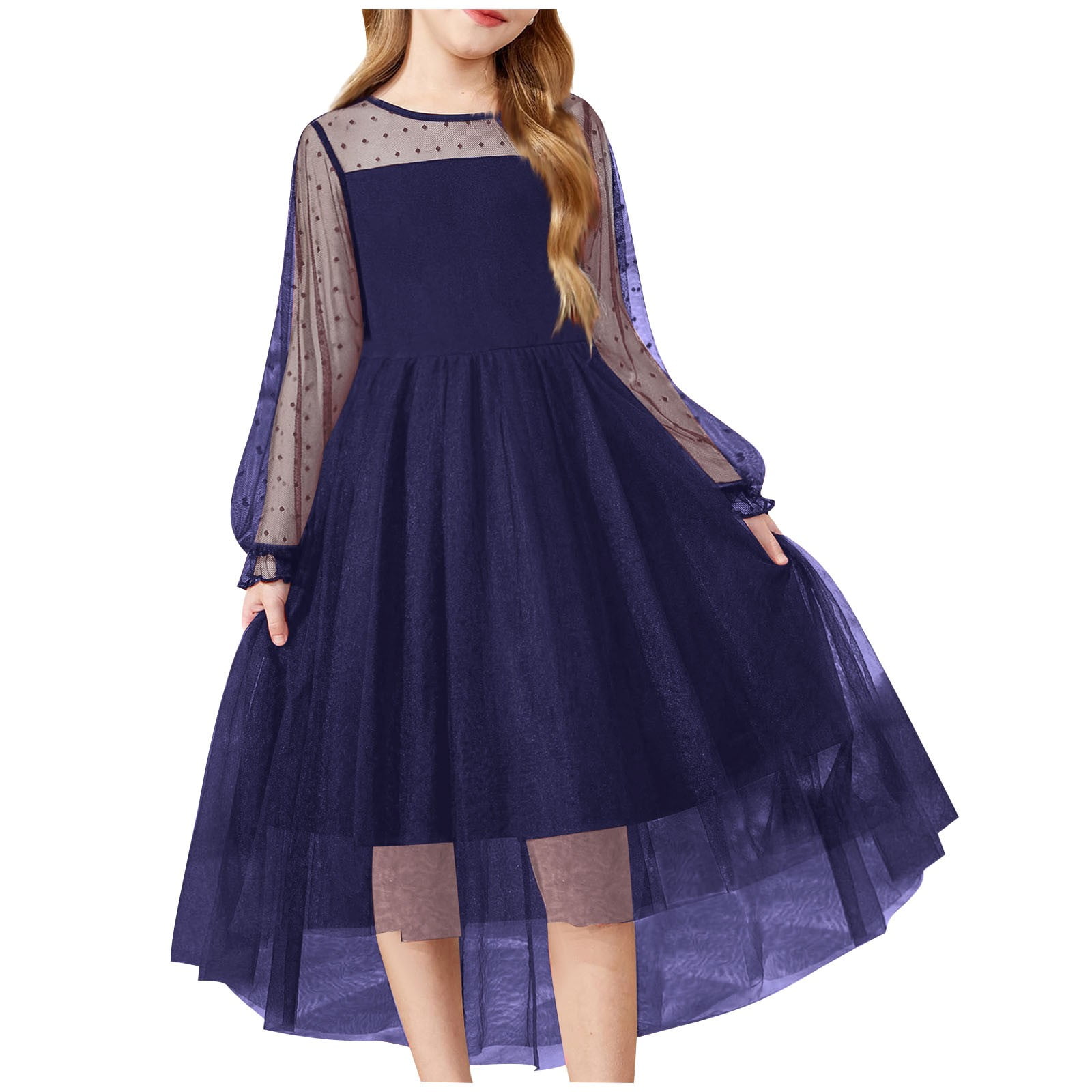 Miluxas Girl Tulle Dress Puff Long Sleeve Teen Girls Party Casual — free download