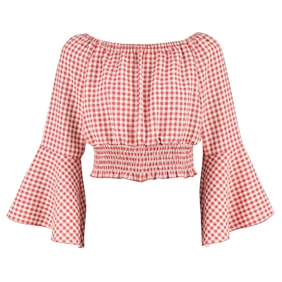 Miluxas Girl's Babydoll Blouse Cute Lantern Long Sleeve Crew Neck Dressy Casual Tops Pink 14-15 Years