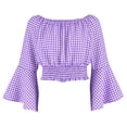 thumbnail image 1 of Miluxas Girl's Babydoll Blouse Cute Lantern Long Sleeve Crew Neck Dressy Casual Tops Purple 5-6 Years, 1 of 8