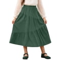thumbnail image 1 of Miluxas Girl's Boho Maxi Skirt with Pockets - Elastic High Waist Flowy Tiered A-Line Long Skirts for Summer Vacation Green 12-13 Years, 1 of 7