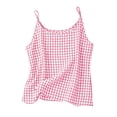 thumbnail image 1 of Miluxas Girl's Cami Tops Ruffle Hem Spaghetti Strap Babydoll Plaid Summer Crop Top Pink 4 Years, 1 of 9
