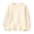 thumbnail image 1 of Miluxas Girl's Cute Bow Sweatshirt Long Sleeve Pullover Tops Spring Fall Clothes Beige 9-10 Years, 1 of 6