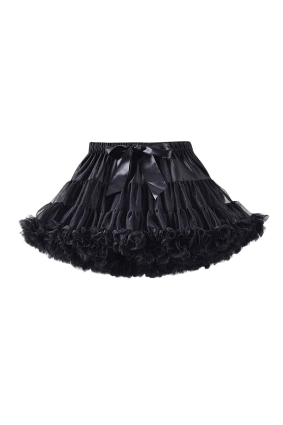Girl's Elastic Waist Petticoat Puffy Tutu Tulle Skirt Princess Ballet Dance Pettiskirts Underskirt Black 3-4 Years