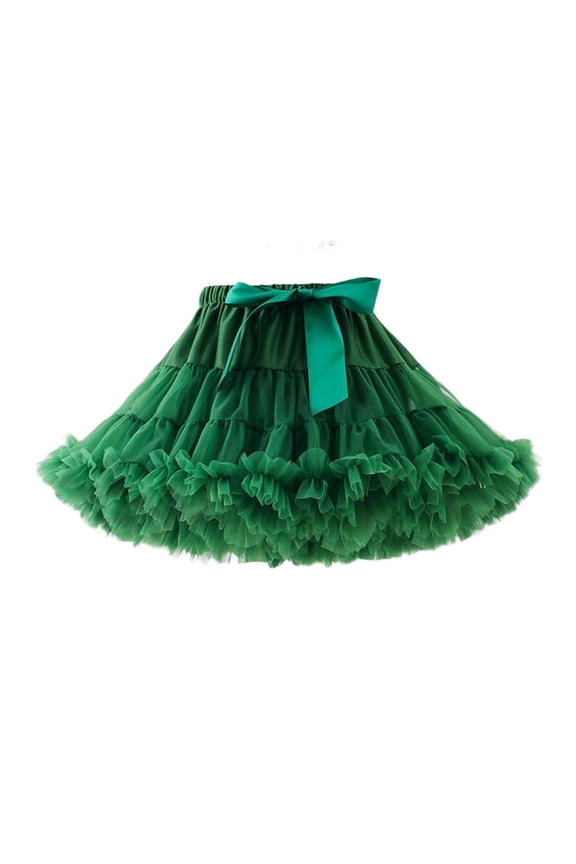 Girl's Elastic Waist Petticoat Puffy Tutu Tulle Skirt Princess Ballet Dance Pettiskirts Underskirt Green 8-10 Years