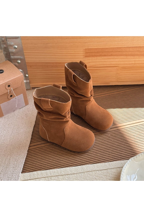 Girl's Fleece Knee High Winter Riding Boots Brown 3 Years