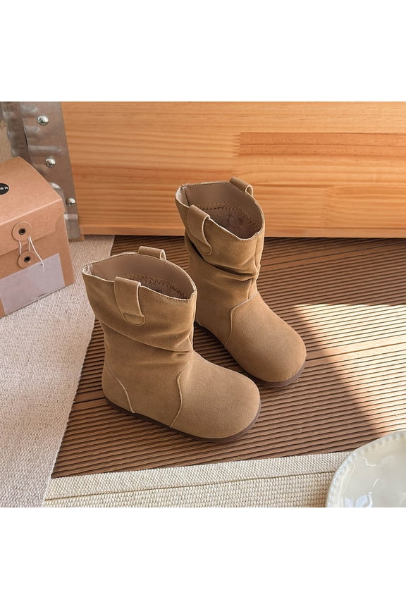 Girl's Fleece Knee High Winter Riding Boots Khaki 10 Years