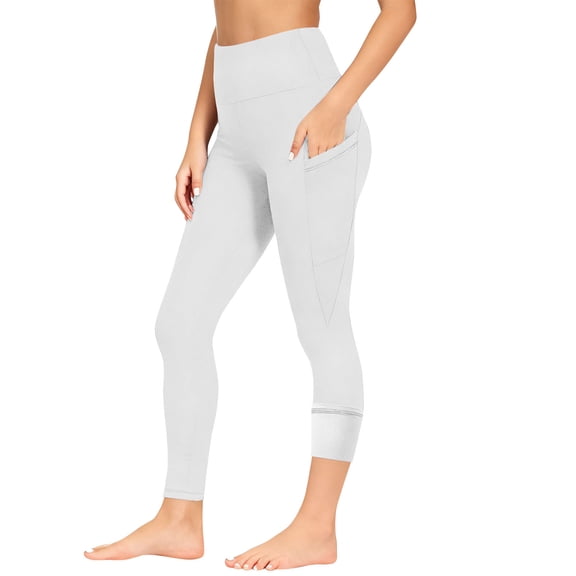 Miluxas Girl's Fleece Lined Leggings thermal Winter Pants Warm Yoga Running Tights High Waisted with Pockets White 10 Years